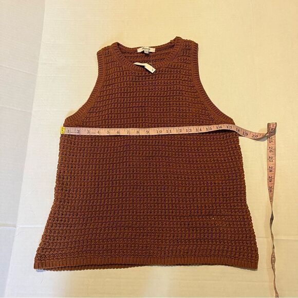 Madewell Crochet-Knit Crewneck Sweater Tank Warm Coffee XL - Picture 12 of 13